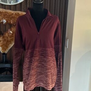 Xersion Women's Burgundy and Cream Half-Zip Sweater